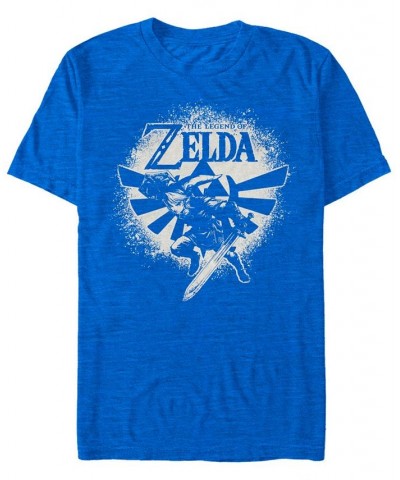 Men's Nintendo Zelda Link Wingcrest Spray Paint Short Sleeve T-shirt Blue $15.75 T-Shirts