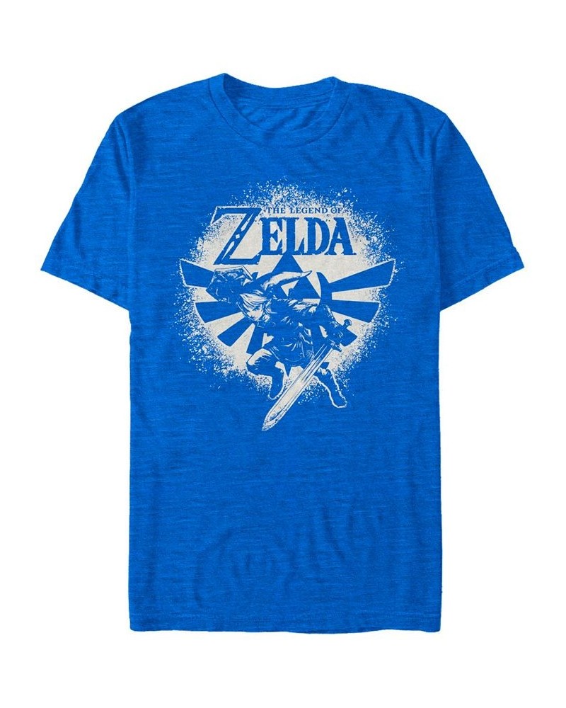 Men's Nintendo Zelda Link Wingcrest Spray Paint Short Sleeve T-shirt Blue $15.75 T-Shirts