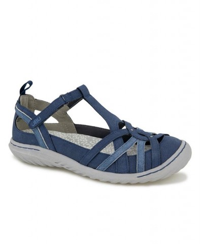 Women's Dove Flat Sandals Blue $35.60 Shoes