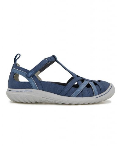 Women's Dove Flat Sandals Blue $35.60 Shoes