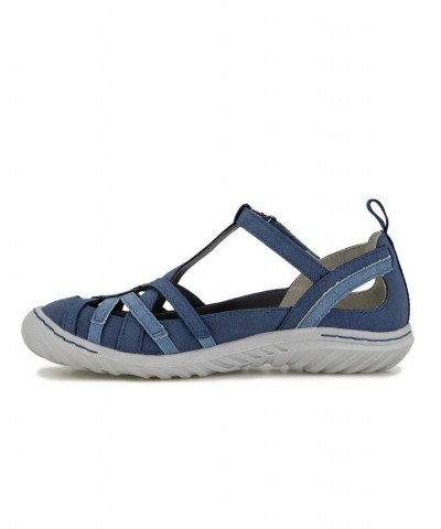 Women's Dove Flat Sandals Blue $35.60 Shoes