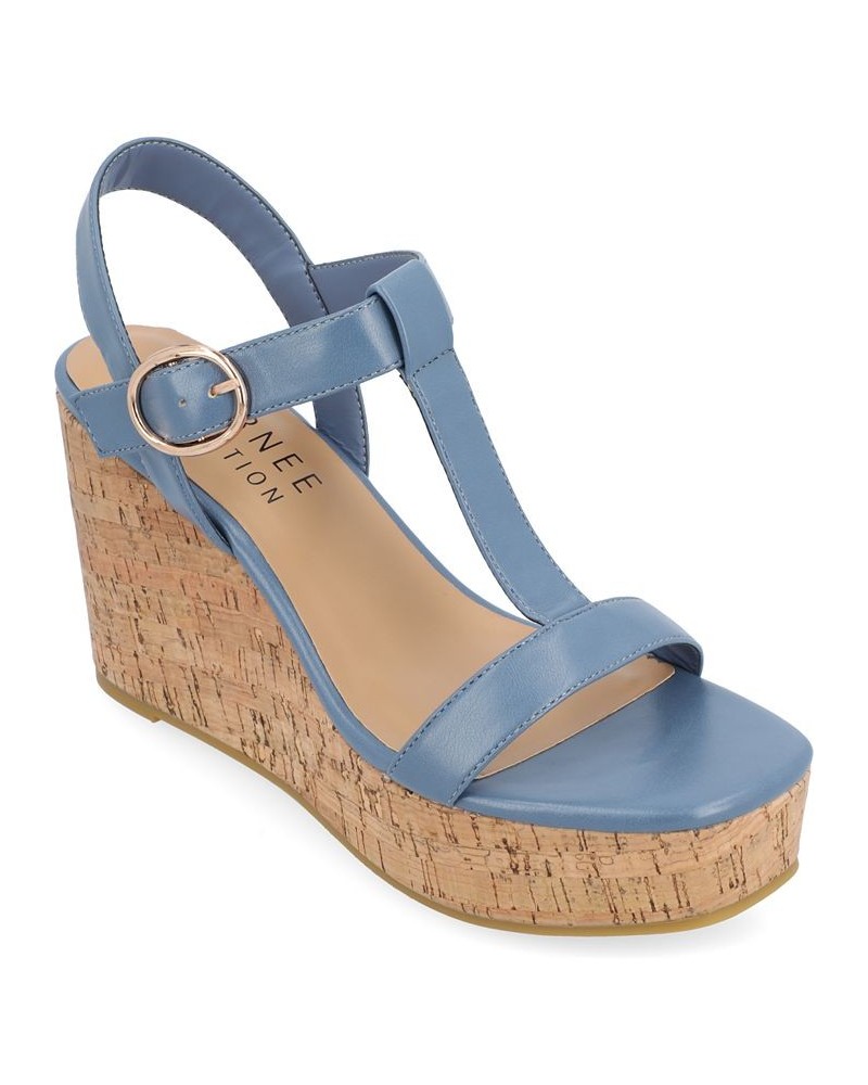 Women's Matildaa Platform Wedge Sandals Blue $53.90 Shoes