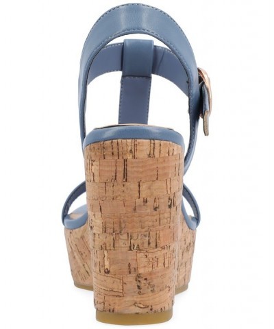 Women's Matildaa Platform Wedge Sandals Blue $53.90 Shoes