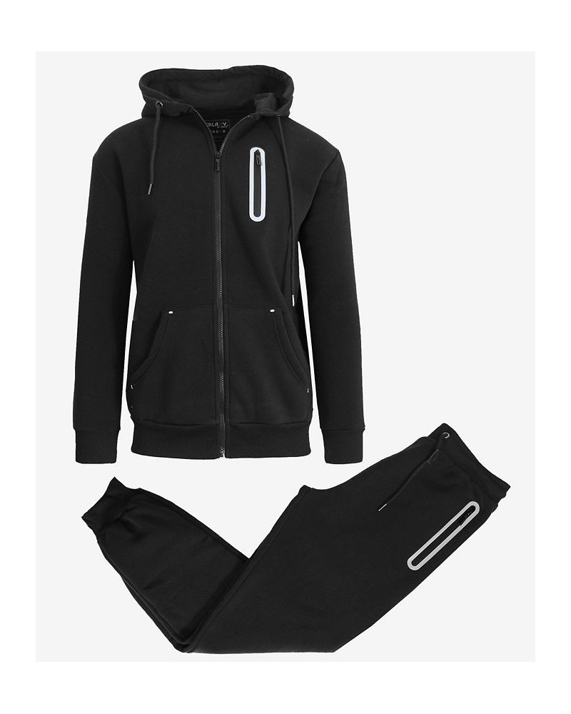 Men's Slim Fit Fleece-Lined Reflective Design Hoodie and Jogger Pants, 2 Piece Set PD01 $33.00 Pants