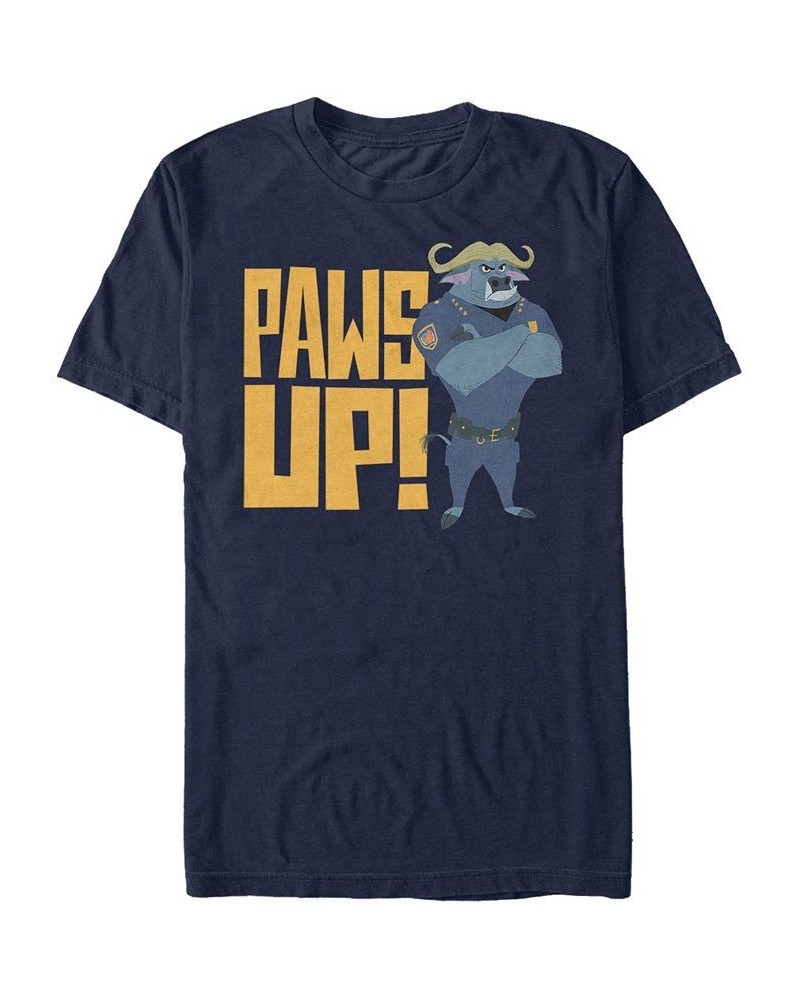 Disney Pixar Men's Zootopia Chef Bogo Paws Up Short Sleeve T-Shirt Blue $20.64 T-Shirts