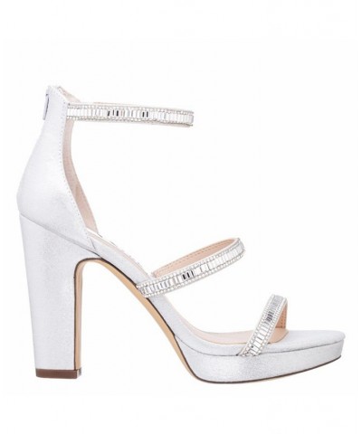 Women's Symonne Platform Evening Sandals Silver $41.65 Shoes