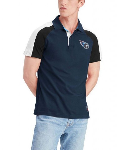 Men's Navy and White Tennessee Titans Holden Raglan Polo Shirt $26.66 Polo Shirts