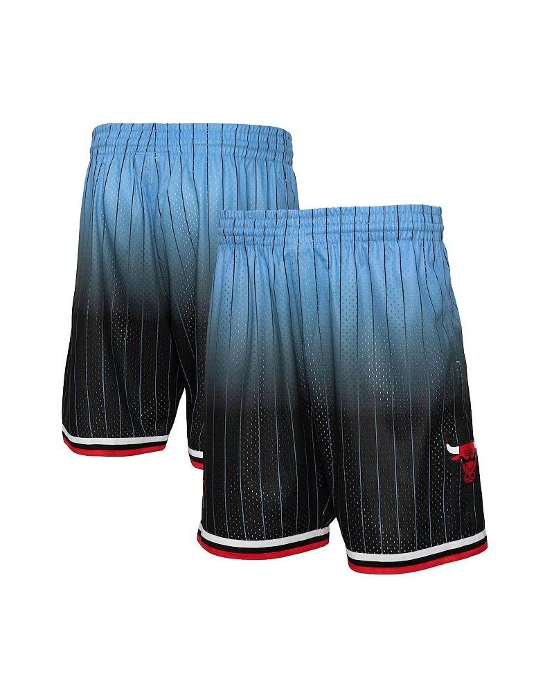 Men's Black and Light Blue Chicago Bulls 1995/96 Hardwood Classics Fadeaway Reload 3.0 Swingman Shorts $36.00 Shorts