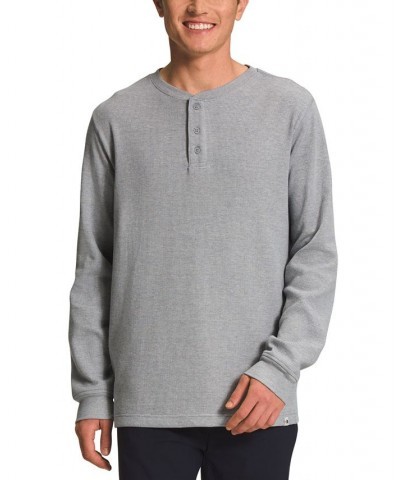 Men's Waffle Henley Shirt Gray $20.68 Sweatshirt