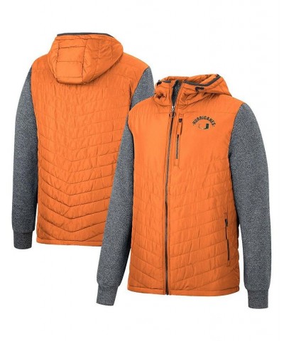 Men's Orange, Charcoal Miami Hurricanes Course Herringbone Full-Zip Hoodie $39.60 Jackets