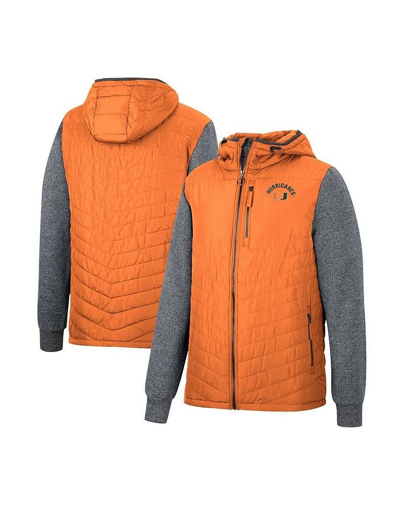 Men's Orange, Charcoal Miami Hurricanes Course Herringbone Full-Zip Hoodie $39.60 Jackets