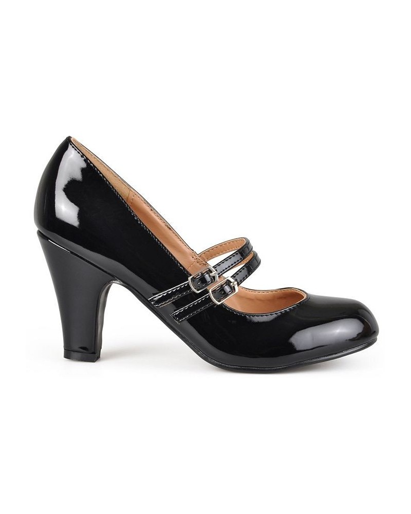 Women's Wendy Double Strap Heels Black $32.00 Shoes