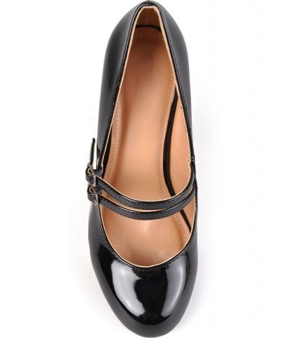 Women's Wendy Double Strap Heels Black $32.00 Shoes