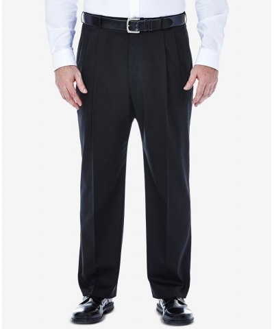 Men's Big & Tall Premium No Iron Khaki Classic-Fit Pleated Hidden Expandable Waistband Pants Black $27.50 Pants