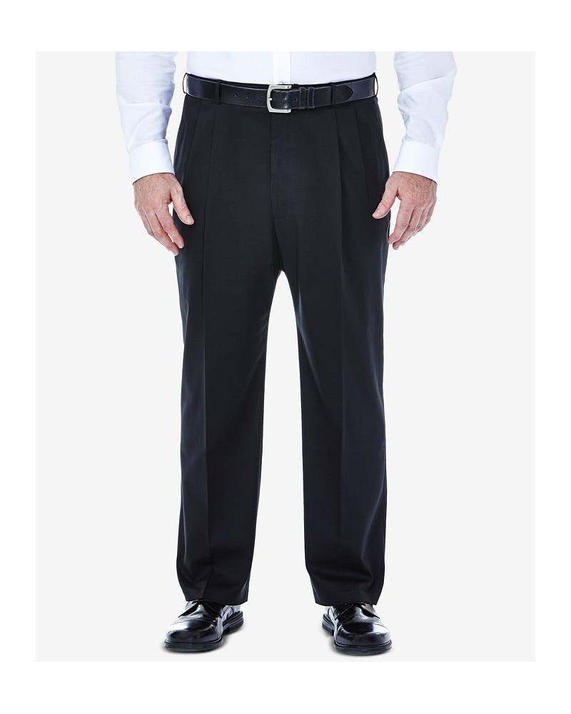 Men's Big & Tall Premium No Iron Khaki Classic-Fit Pleated Hidden Expandable Waistband Pants Black $27.50 Pants