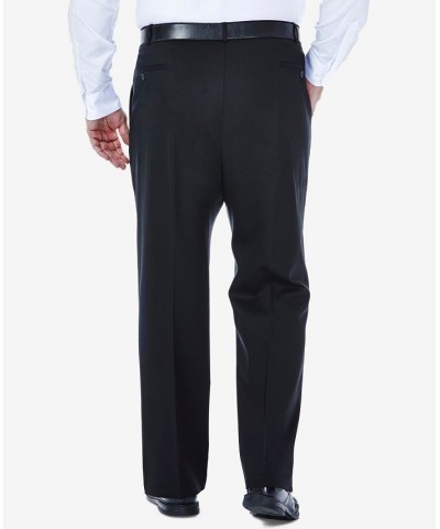 Men's Big & Tall Premium No Iron Khaki Classic-Fit Pleated Hidden Expandable Waistband Pants Black $27.50 Pants