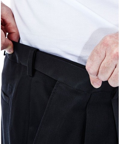 Men's Big & Tall Premium No Iron Khaki Classic-Fit Pleated Hidden Expandable Waistband Pants Black $27.50 Pants