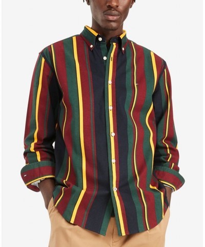 Men's Ross Stripe Long Sleeve Classic-fit Polo Blue $21.88 Shirts