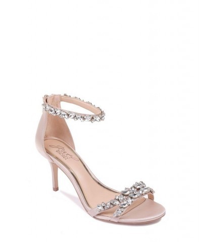 Caroline Embellished Ankle-Strap Evening Sandals Tan/Beige $47.96 Shoes