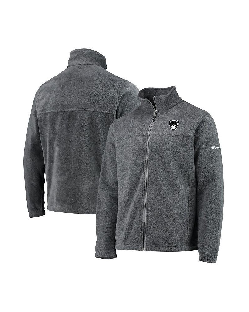 Men's Brooklyn Nets Heathered Charcoal Flanker Full-Zip Jacket $46.55 Jackets