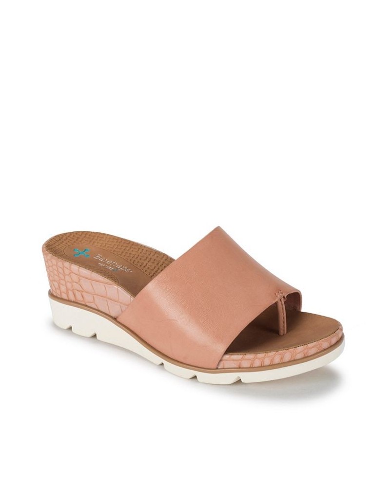 Leigha Platform Wedge Slide Sandals Pink $39.10 Shoes