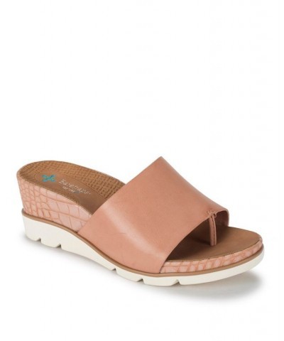 Leigha Platform Wedge Slide Sandals Pink $39.10 Shoes