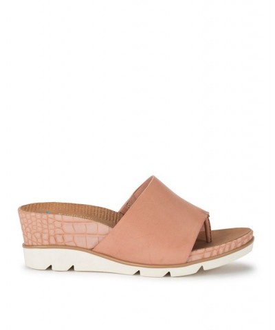 Leigha Platform Wedge Slide Sandals Pink $39.10 Shoes