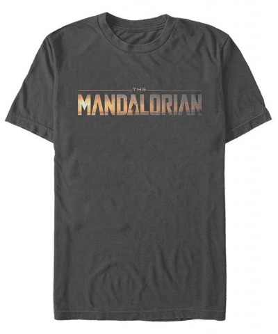 Star Wars The Mandalorian Title Fill Logo Short Sleeve Men's T-shirt Gray $20.99 T-Shirts