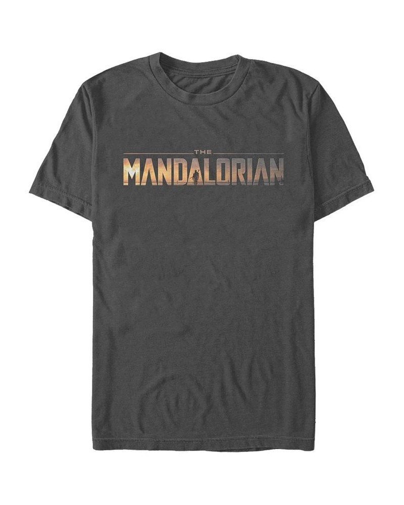 Star Wars The Mandalorian Title Fill Logo Short Sleeve Men's T-shirt Gray $20.99 T-Shirts