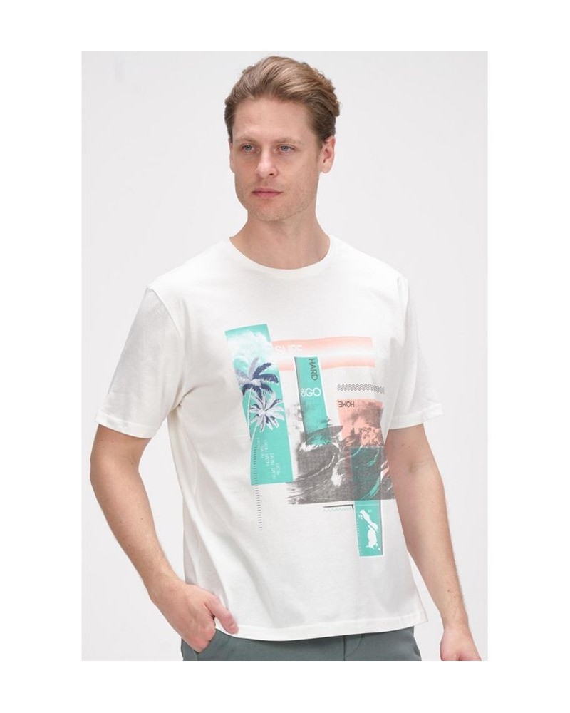 Men's Modern Print Fitted Palms T-shirt Tan/Beige $36.40 T-Shirts