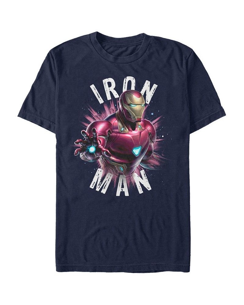 Marvel Men's Avengers Iron-Man Star Burst Short Sleeve T-Shirt Blue $19.24 T-Shirts