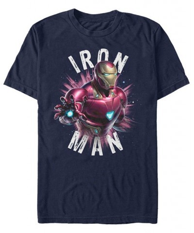 Marvel Men's Avengers Iron-Man Star Burst Short Sleeve T-Shirt Blue $19.24 T-Shirts