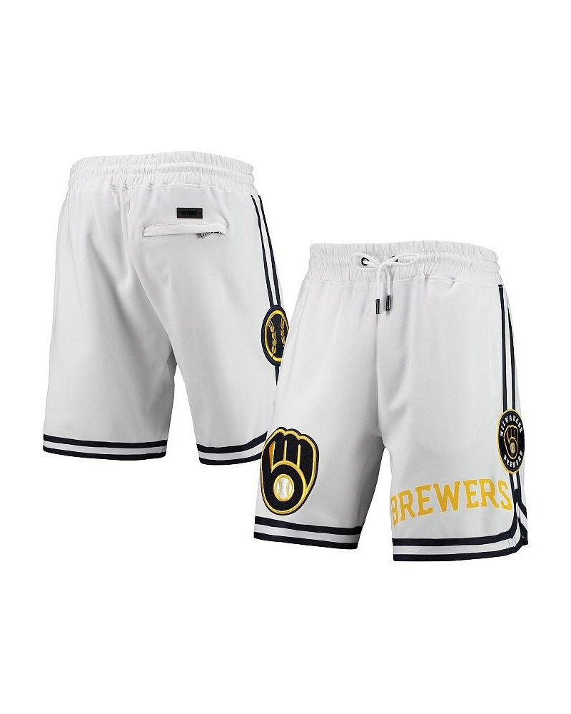 Men's White Milwaukee Brewers Team Logo Shorts $44.00 Shorts