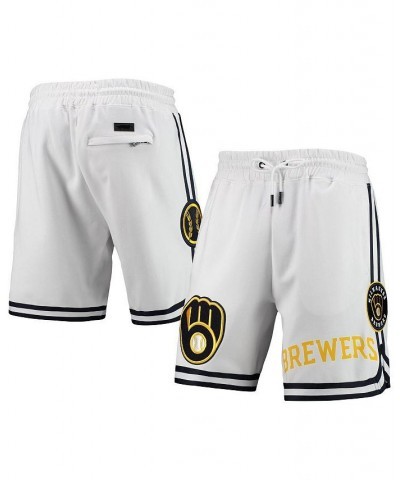 Men's White Milwaukee Brewers Team Logo Shorts $44.00 Shorts