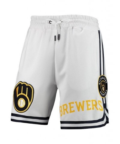 Men's White Milwaukee Brewers Team Logo Shorts $44.00 Shorts