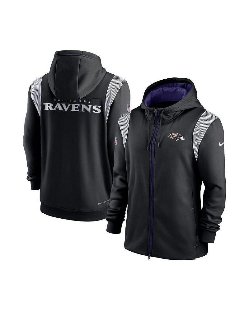 Men's Black Baltimore Ravens Performance Sideline Lockup Full-Zip Hoodie $45.15 Sweatshirt