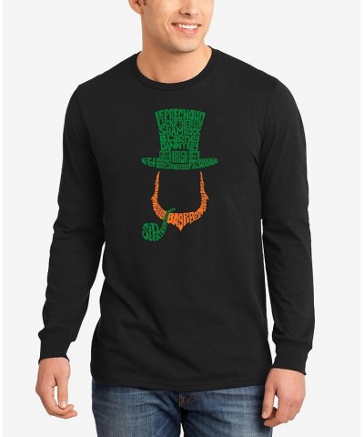 Men's Leprechaun Word Art Long Sleeve T-shirt Black $16.40 T-Shirts