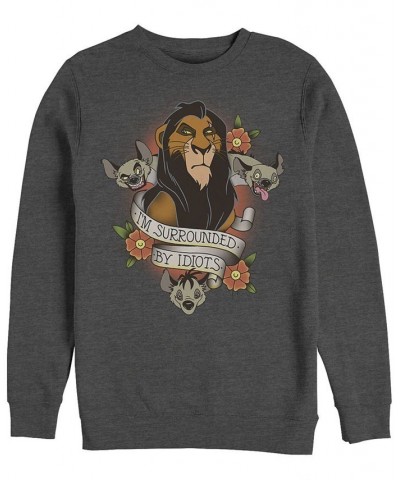 Disney Men's Lion King Scar Surrounded by Idiots Tattoo, Crewneck Fleece Blue $31.89 Sweatshirt