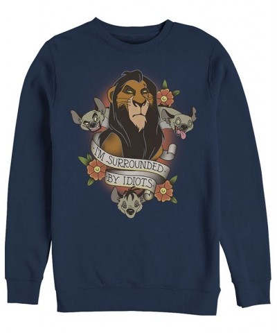 Disney Men's Lion King Scar Surrounded by Idiots Tattoo, Crewneck Fleece Blue $31.89 Sweatshirt