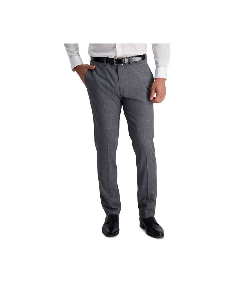 Stretch Windowpane Slim Fit Flat Front Suit Separate Pant Gray $46.00 Pants