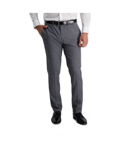 Stretch Windowpane Slim Fit Flat Front Suit Separate Pant Gray $46.00 Pants