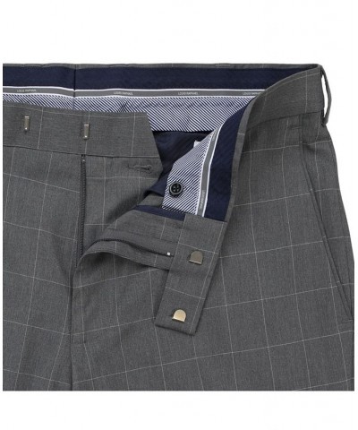 Stretch Windowpane Slim Fit Flat Front Suit Separate Pant Gray $46.00 Pants