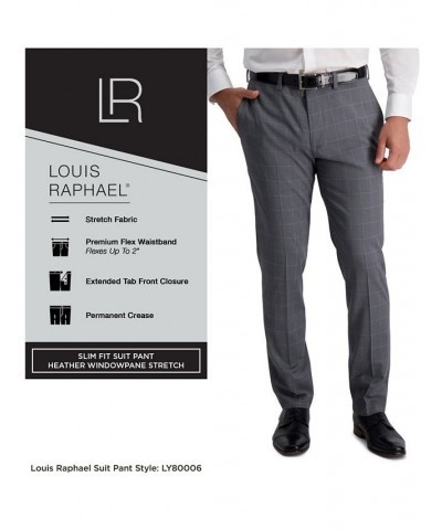 Stretch Windowpane Slim Fit Flat Front Suit Separate Pant Gray $46.00 Pants