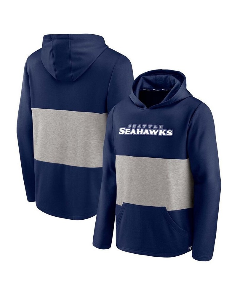 Men's College Navy Seattle Seahawks Linear Logo Pullover Hoodie $27.28 Sweatshirt