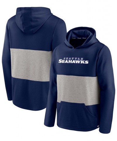 Men's College Navy Seattle Seahawks Linear Logo Pullover Hoodie $27.28 Sweatshirt