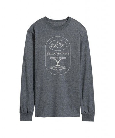 Men's Yellowstone Mountain Arrows Long Sleeve T-shirt Gray $22.26 T-Shirts