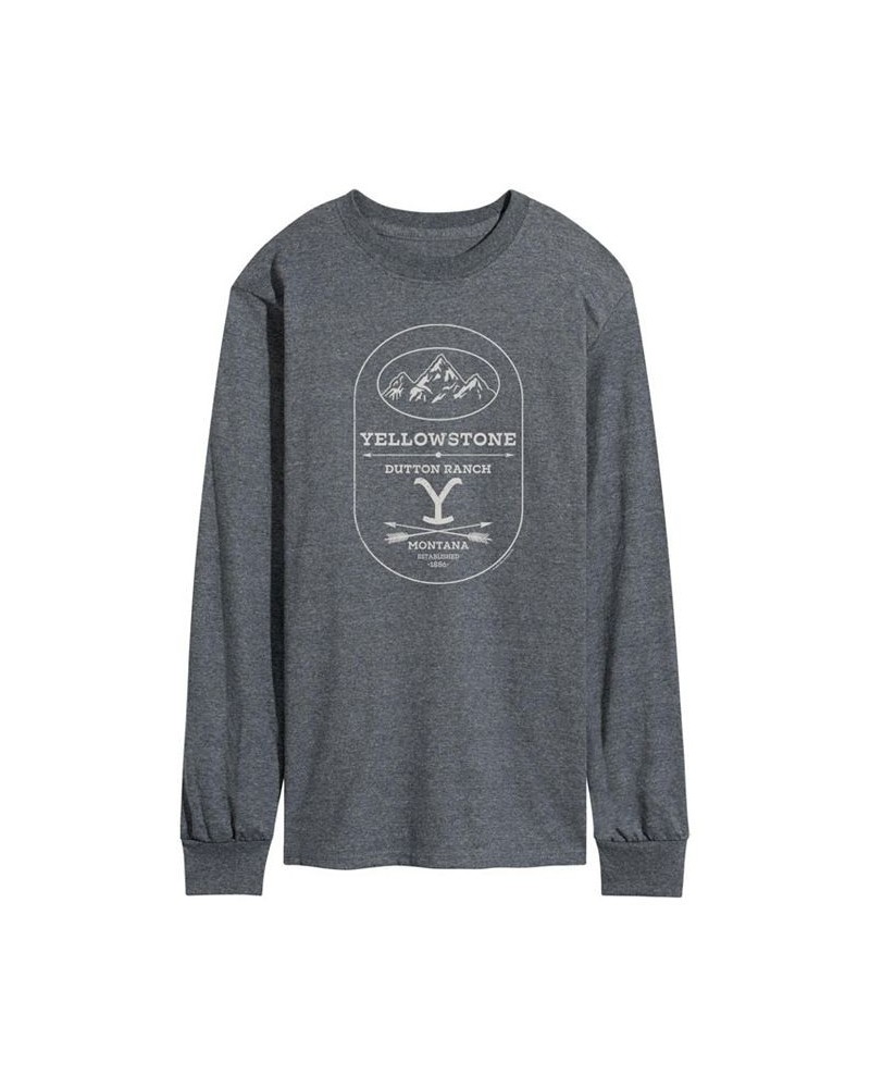 Men's Yellowstone Mountain Arrows Long Sleeve T-shirt Gray $22.26 T-Shirts