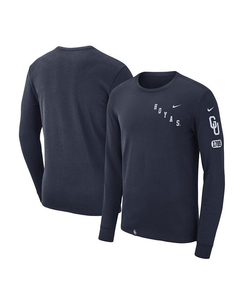 Men's Navy Georgetown Hoyas Repeat Logo 2-Hit Long Sleeve T-shirt $26.09 T-Shirts