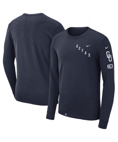 Men's Navy Georgetown Hoyas Repeat Logo 2-Hit Long Sleeve T-shirt $26.09 T-Shirts