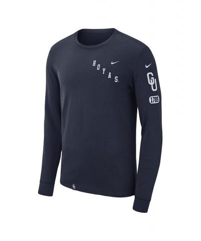 Men's Navy Georgetown Hoyas Repeat Logo 2-Hit Long Sleeve T-shirt $26.09 T-Shirts